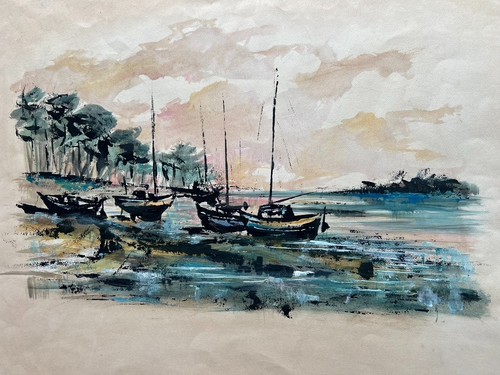 Ancienne grande aquarelle - grande, et