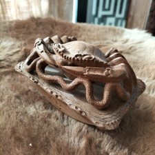 Ancien tampon presse buvard de bureau en bois Sculpté ,Nap III