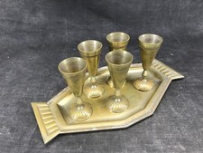 Service à liqueur en métal art deco vintage 1950 digestif plateau et 5 verres