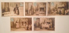 LOT 5 ANCIENNES CARTES POSTALES SPECIAL MERE ET SES 2 FILLES