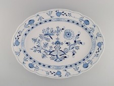 Plat de service ancien géant à l'oignon bleu de Meissen en porcelaine peinte ...