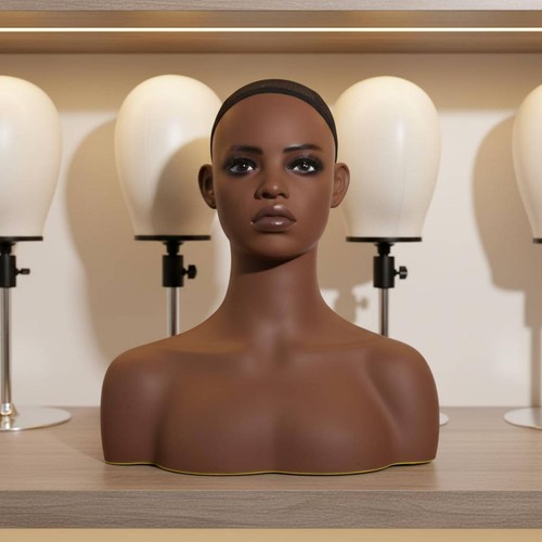 Tête modèle pvc noire - tête,