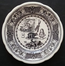 SUPERBE ASSIETTE PARLANTE en FAIENCE DE GIEN "Rebus" N°1 /3