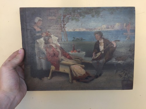 Tableau ancien scène galante - ancien,