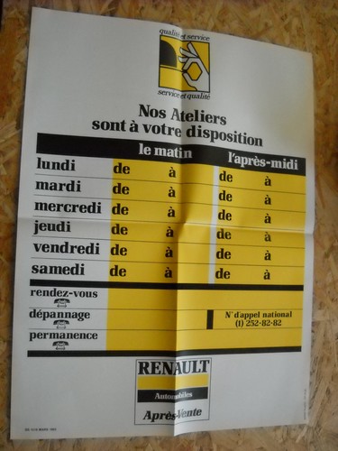Affiche renault horaires - renault,