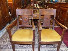 Paire de fauteuils Empire en bois naturel