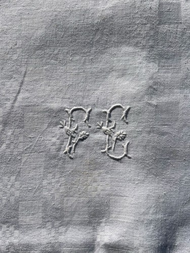 Nappe damassée monogramme - nappe, fc