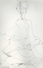 DESSIN ORIGINAL AU CRAYON - MARCEL DELMOTTE  - COMPOSITION ABSTRAITE 1982