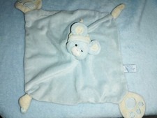 Doudou plat souris bleu/blanc