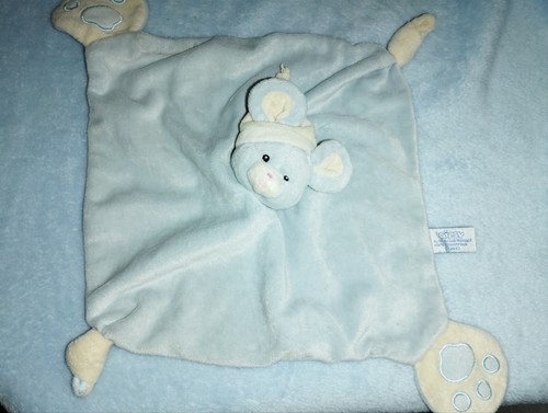 Doudou plat souris bleu blanc - plat,