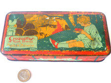 BOITE PUB ANCIENNE TÔLE LITHOGRAPHIÉE CROQUETTES DE RIZA BANA BLANCHON FRÈRES