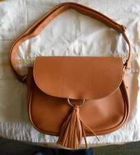 Sac a main NEUF Marque LDADPR, marron clair, graine, synthetique double