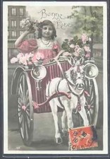 AM096 SURREALISM FANTASY EDWARDIAN GIRL PONY HITCH  PHOTOMONTAGE pc