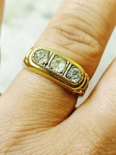 Ancienne Bague Art Deco En Plaque Or Avec Brillants Signée