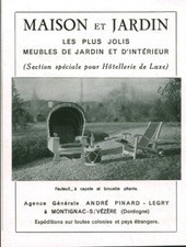 Publicité ancienne meubles de jardin et d'intérieur 1950 ou 1952 issue  magazine