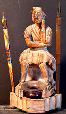 SCULPTURE bois ART POPULAIRE à usage d'ENCRIER "Le conquistador"  XIXe