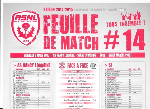 Feuille match asnl - feuille,