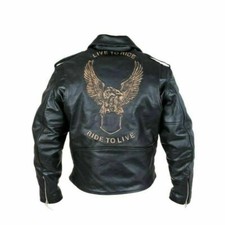 Veste en cuir moto homme Ride to live, Biker Cuir Blouson, vintage, Taille. s-5x
