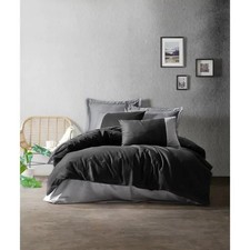 Parure de lit - 1 housse de couette 220x240cm + 2 taies d'oreiller 60x60cm NOIR