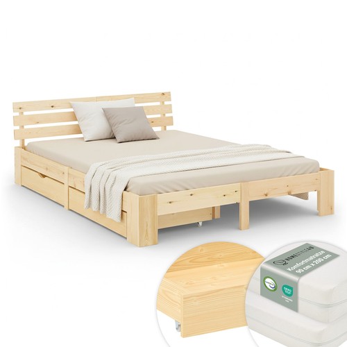 Lit double 180x200 bois - 180x200,