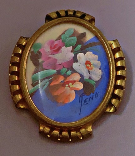 Superbe ancienne broche peinte - superbe,