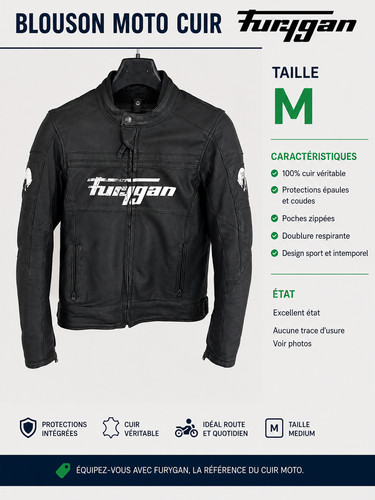 Blouson moto cuir furygan - cuir,