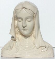 GEO MARTEL - BUSTE ANCIEN DE LA VIERGE - FAIENCE BLANCHE DE DESVRES - H. 22  cm