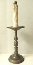Pied de lampe ancien Bougeoir pique-cierge en Bronze 