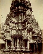 CAMBODGE Ca 1886 Temple d'Ang-Kor Watt Vue et détail d'une tour