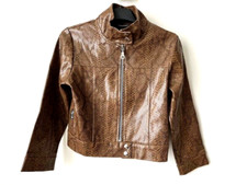 Blouson simili Cuir reptile Marron clair  B & G Fille 10-12 ans comme Neuf
