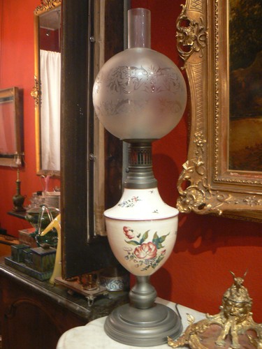 Ancienne grande lampe faience - grande,