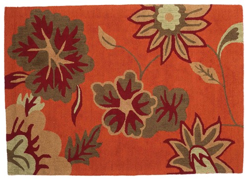 Tapis ras laine fleur - ras, de