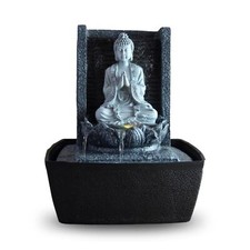 Fontaine d’Intérieur Bouddha Mur d’Eau Cascade Lotus Lumière LED Blanc – Déco...