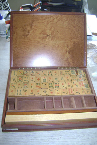 Mahjong coffret bois - mahjong,, bois,