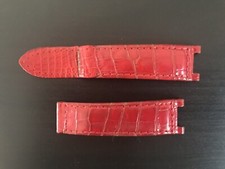 bracelet cuir crocodile rouge montre Cartier Pascha 18mm boucle déployante
