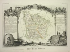 Atlas carte departement Nievre Nevers Chateau Chinon Cosne Clamecy  Decize Loire