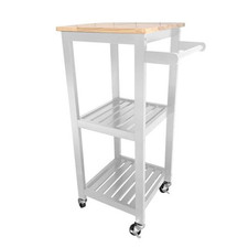 Desserte de Cuisine Déco "Roulettes" 84cm Blanc