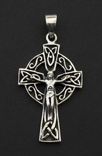Pendentif Crucifix Croix Irlandaise Celtique triquetra Argent 925  26363