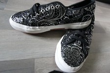 SUPERGA Baskets noires dentelle argentée Taille 40 (9)