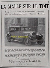 PUBLICITE MALLES X ARMOIRE MALLE SUR LE TOIT AUTOMOBILE DE 1930 FRENCH AD PUB