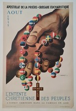 L'entente Chétienne des peuples Falcucci 1955 Affiche Originale Religion Asie