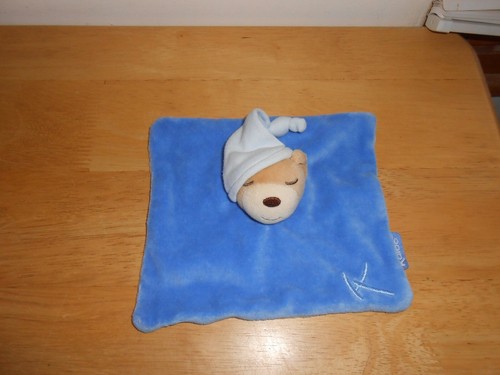 Doudou plat bleu - , ours