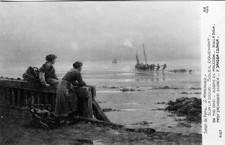 CPA 59 SALON PARIS Peintre Georges MARONIEZ né à DOUAI 1865 Sur la Digue. Soleil