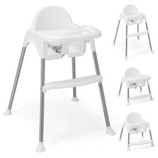 4 en 1 Chaise Haute Bébé Convertible avec Plateau Double Amovible&Harnais de Sé