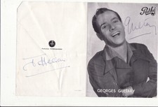 AUTOGRAPHE DE GEORGES GUETARY ET JACQUES HELIAN SUR PUB PATHE MARCONI