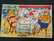 Carte Postale Ancienne à système AVIGNON années 1950 Editions Gaby restaurant