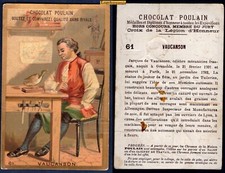 Chromo N°61 Vaucanson Chocolat Poulain Série Personnages Célèbres