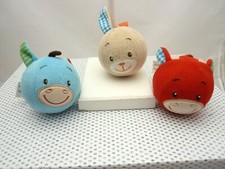 Minimi lot de 3 balles rebondissantes velours animaux Pom Fil et Mik dès 9 mois