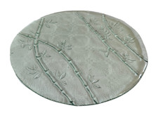 Plateau en Verre Gravé Bambou – Vintage – Années 70 – Style Chinois