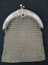 PORTE MONNAIE BOURSE  DE BAL COTE DE MAILLE ARGENT ANCIEN